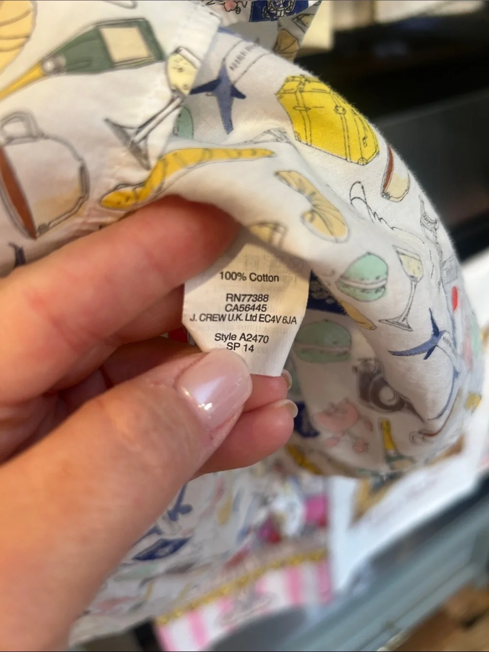 J. Crew White Travel-Icon Toile Print Button-Down Popover Shirt